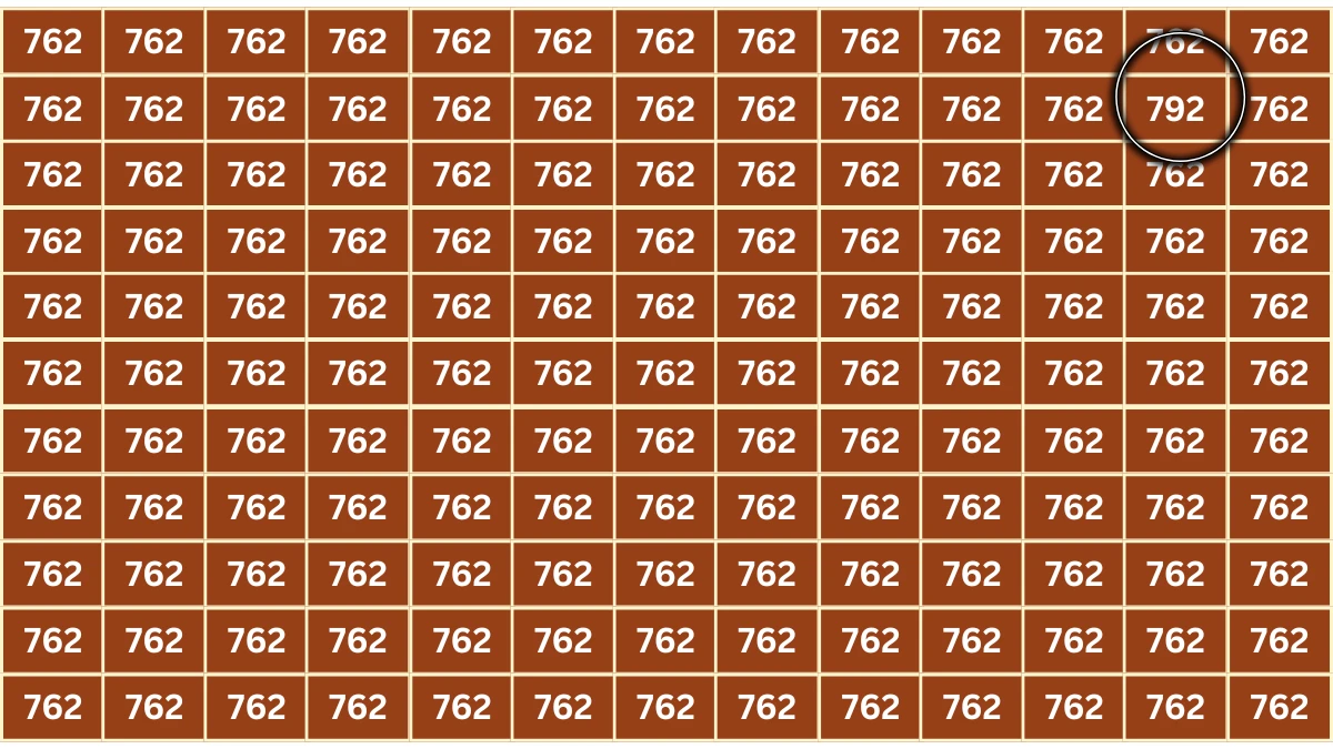 Optical Illusion 7 Seconds Challenge: Only People with Eagle Eyes Can spot the Number 792 among 762