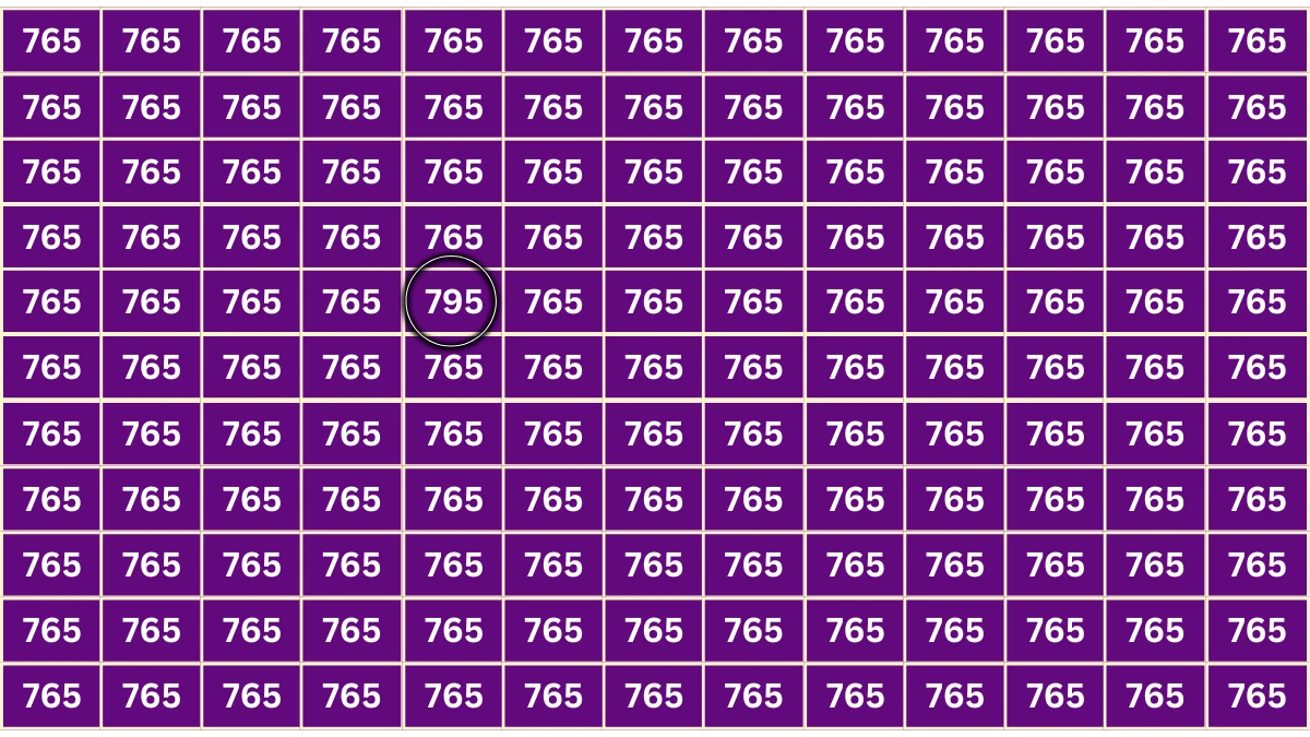 Optical Illusion 7 Seconds Challenge: Only People with Eagle Eyes Can spot the Number 795 among 765