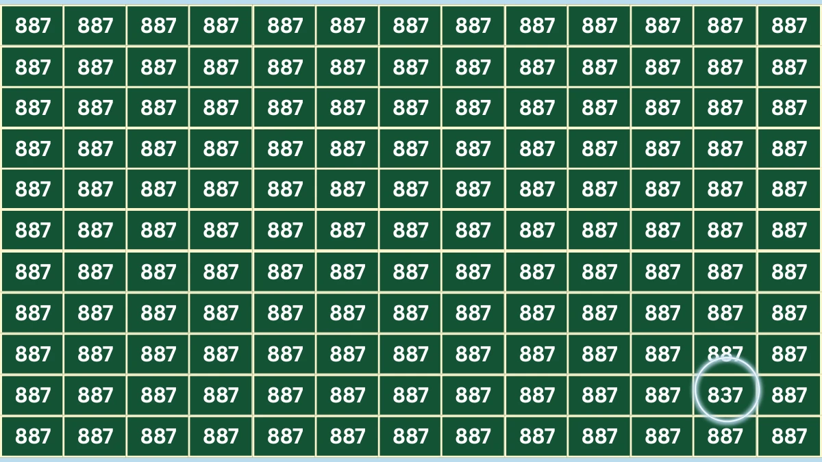 Optical Illusion 7 Seconds Challenge: Only People with Eagle Eyes Can spot the Number 837 among 887