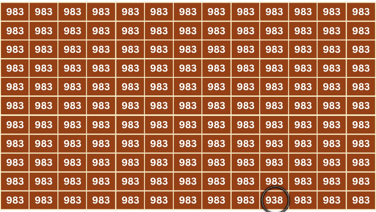 Optical Illusion 7 Seconds Challenge: Only People with Eagle Eyes Can spot the Number 938 among 983
