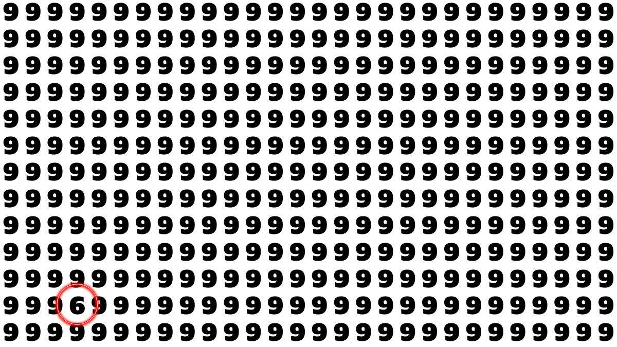 Optical Illusion: Can You Find the ‘Lone 6’ Hidden Among All the 9s? Beat the 10-Second Timer!