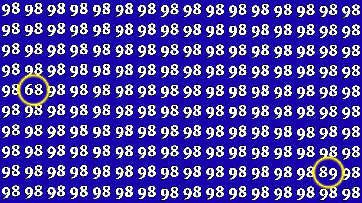 Optical Illusion Challenge: Can You Spot the Numbers 68 and 89 Among the 98s in 6 Seconds?