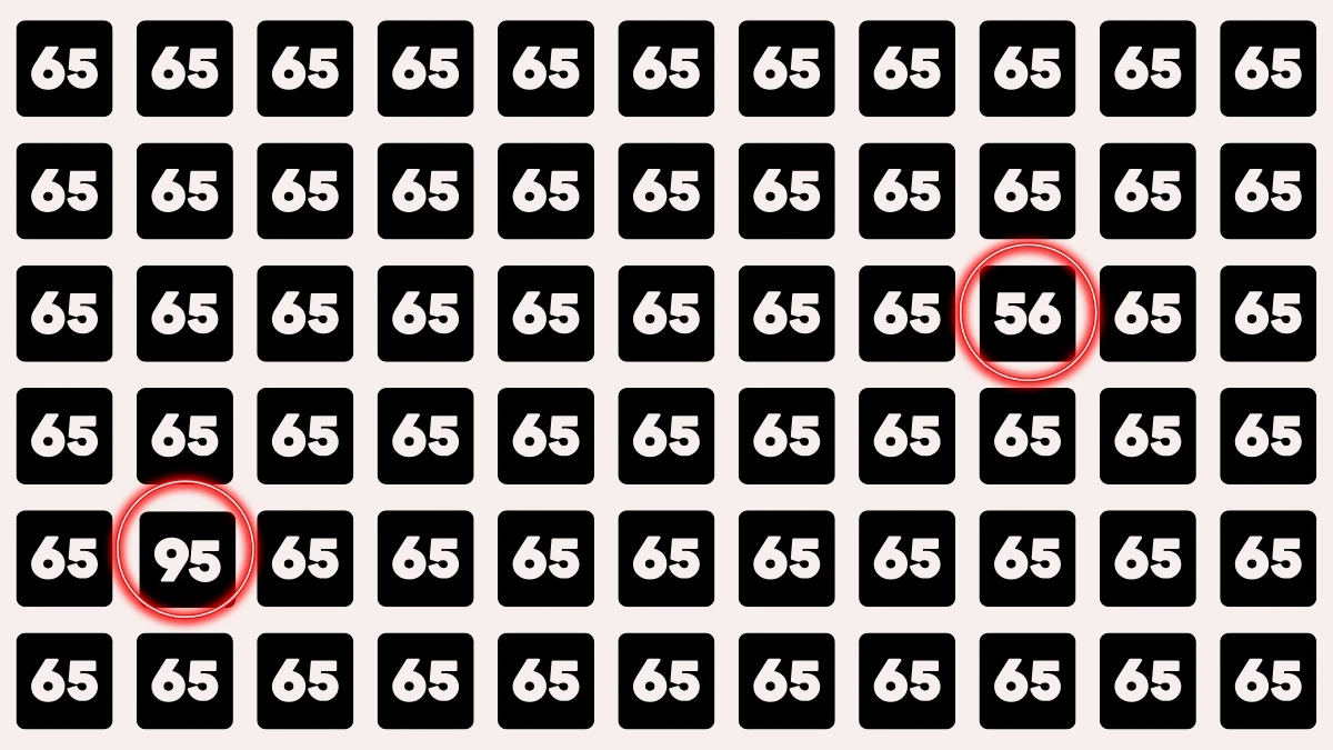 Optical Illusion Eye Test Challenge: Within 7 Seconds Spot The Number 56 and 95 among 65