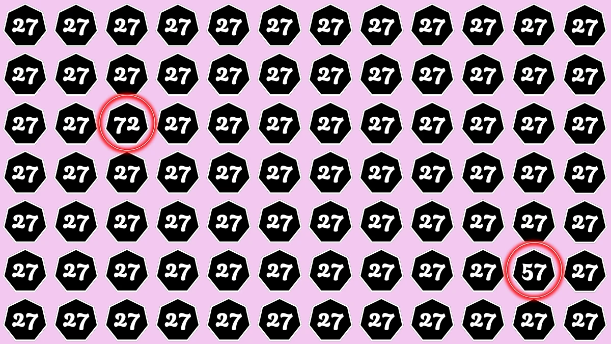 Optical Illusion Eye Test Challenge: Within 7 Seconds Spot The Number 57 and 72 among 27