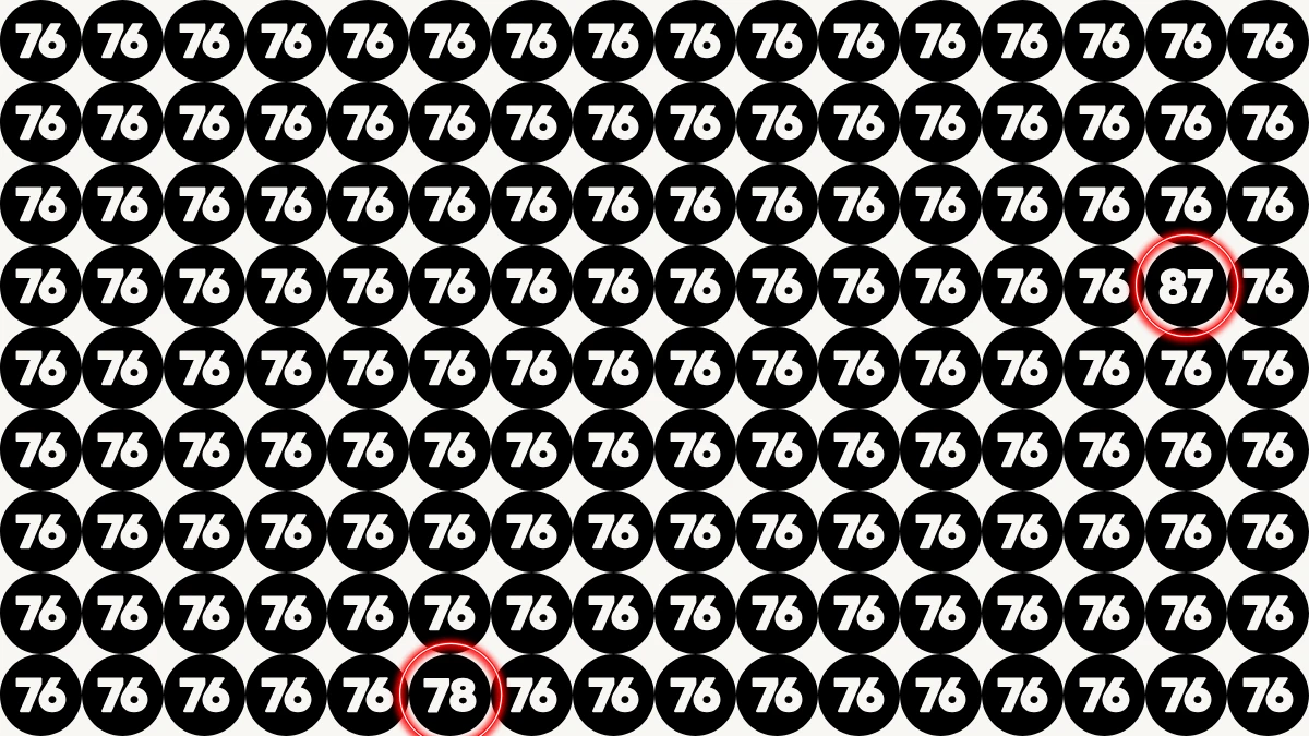 Optical Illusion Eye Test Challenge: Within 7 Seconds Spot The Number 78 and 87 among 76