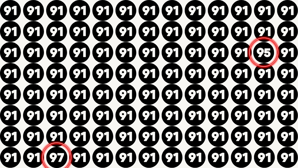 Optical Illusion Eye Test Challenge: Within 9 Seconds Spot The Number 95 and 97 among 91