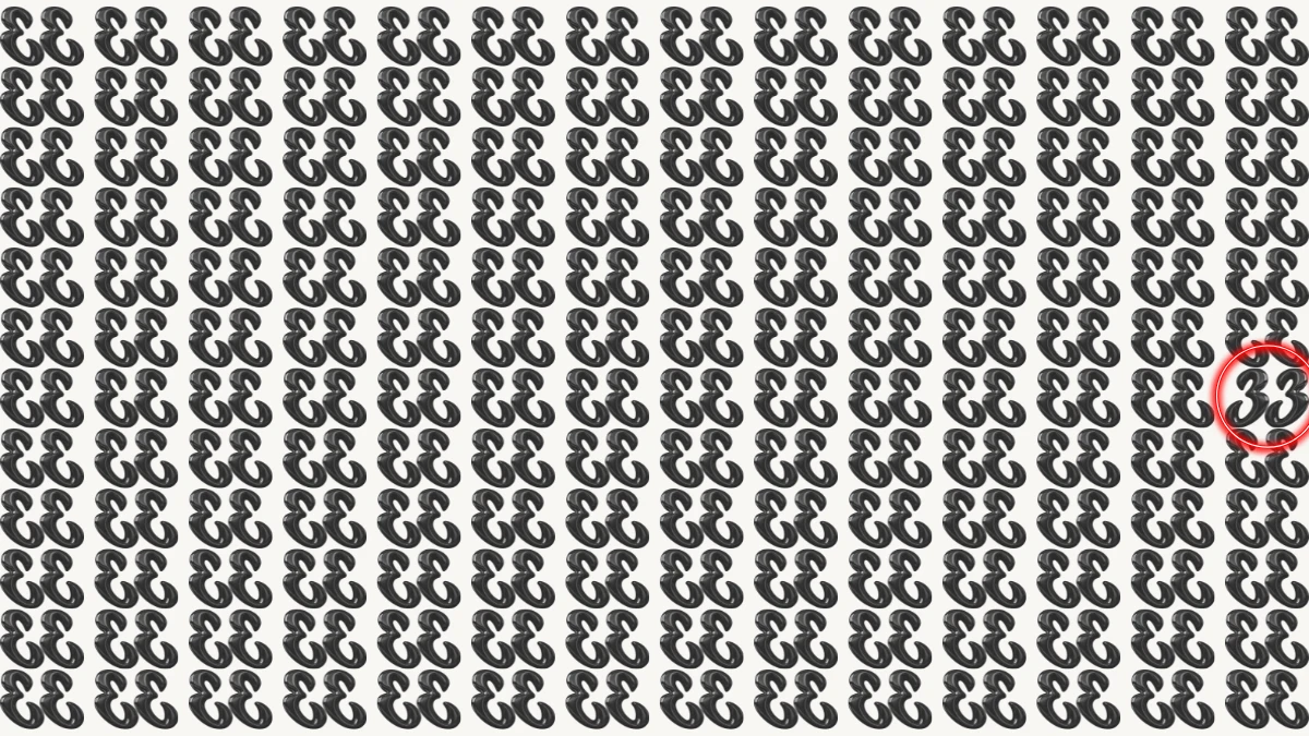 Optical Illusion IQ Test: Are You A Genius? Within 8 Seconds Spot The 33 among Inverted 33