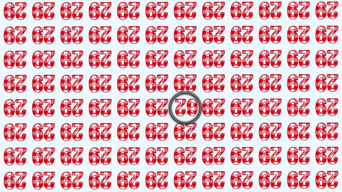 Optical Illusion IQ Test: Are You A Genius? Within 8 Seconds Spot The Inverted 62 among Inverted 29