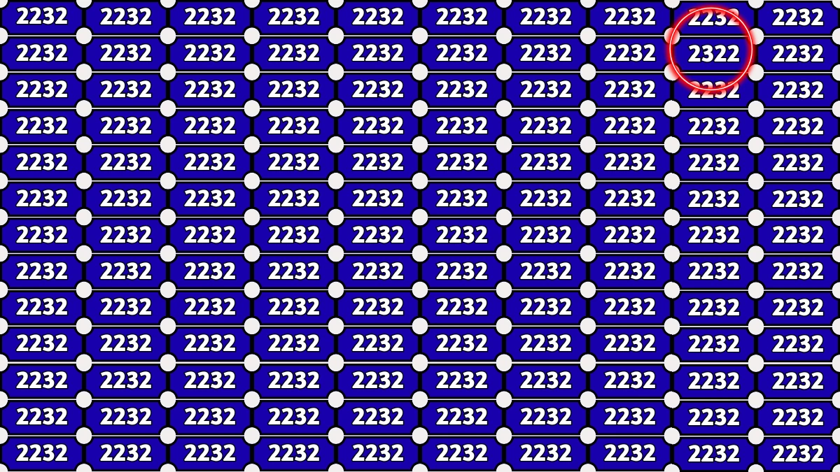 Optical Illusion IQ Test: Can You Spot the Hidden 2322 Among the 2232s in 6 Seconds?