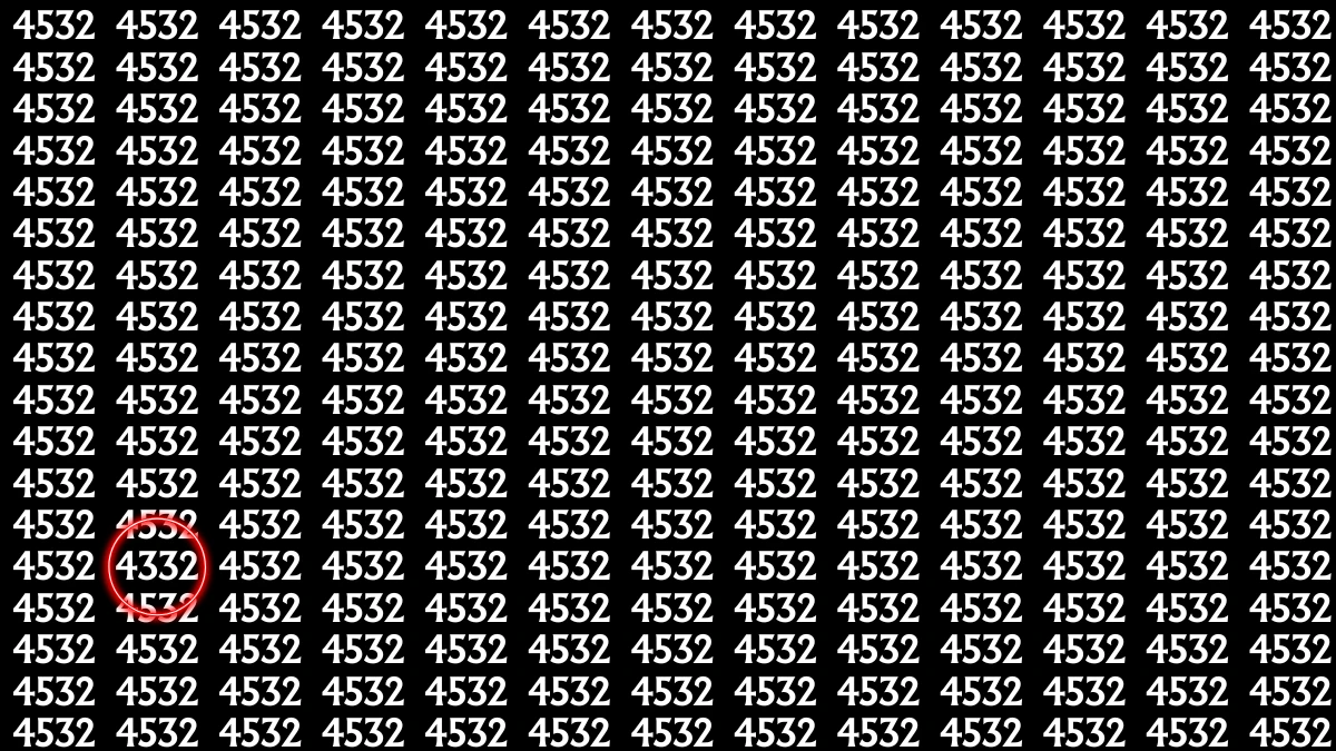 Optical Illusion IQ Test: Can You Spot the Hidden 4332 Among the 4532s in 7 Seconds?