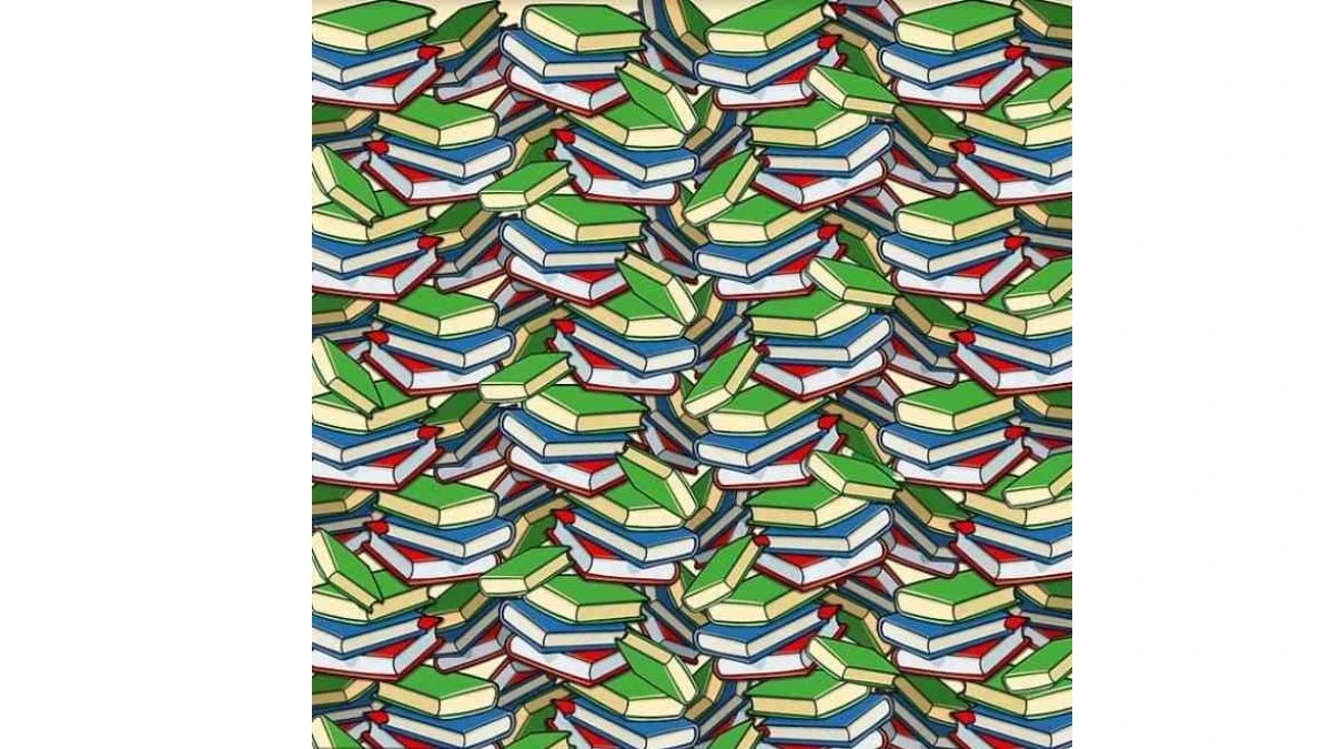 Optical Illusion IQ Test: Can You Spot the Hidden Pencil Among Books In 6 Seconds!