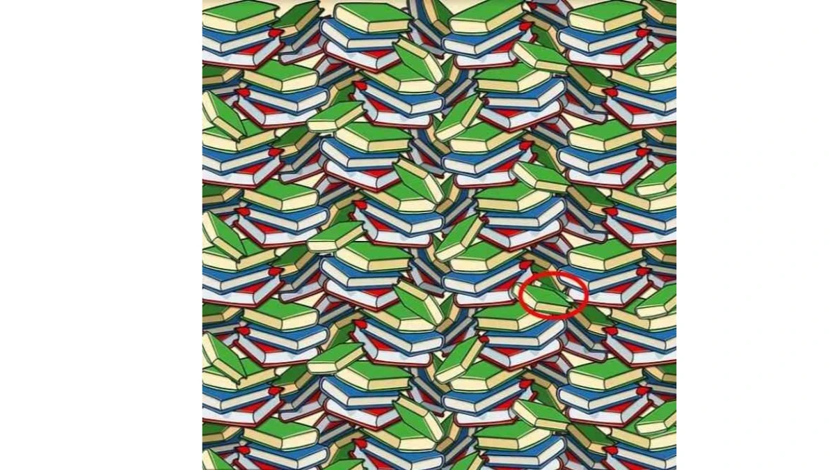 Optical Illusion IQ Test: Can You Spot the Hidden Pencil Among Books In 6 Seconds!