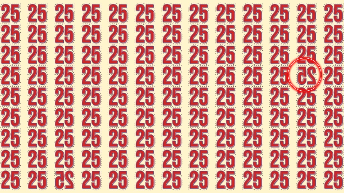 Optical Illusion: Only People with Eagle Eyes Can Spot the Inverted 25 among 25