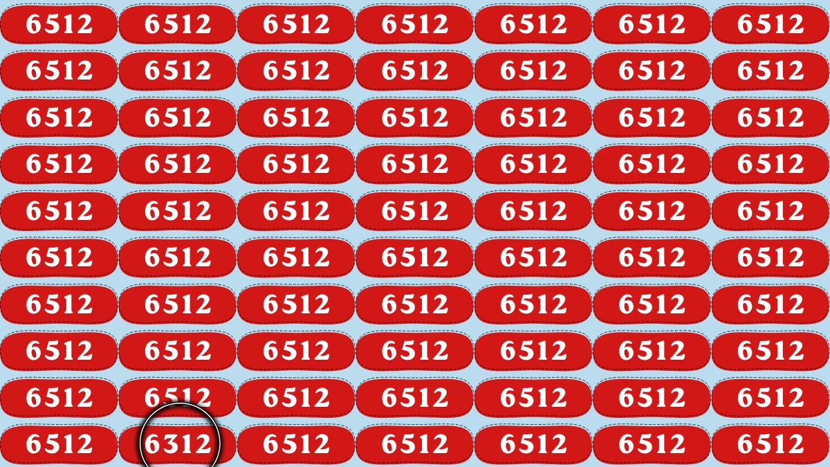 Optical Illusion Puzzle IQ Test: Within 6 Seconds Spot The Number 6312 among 6512