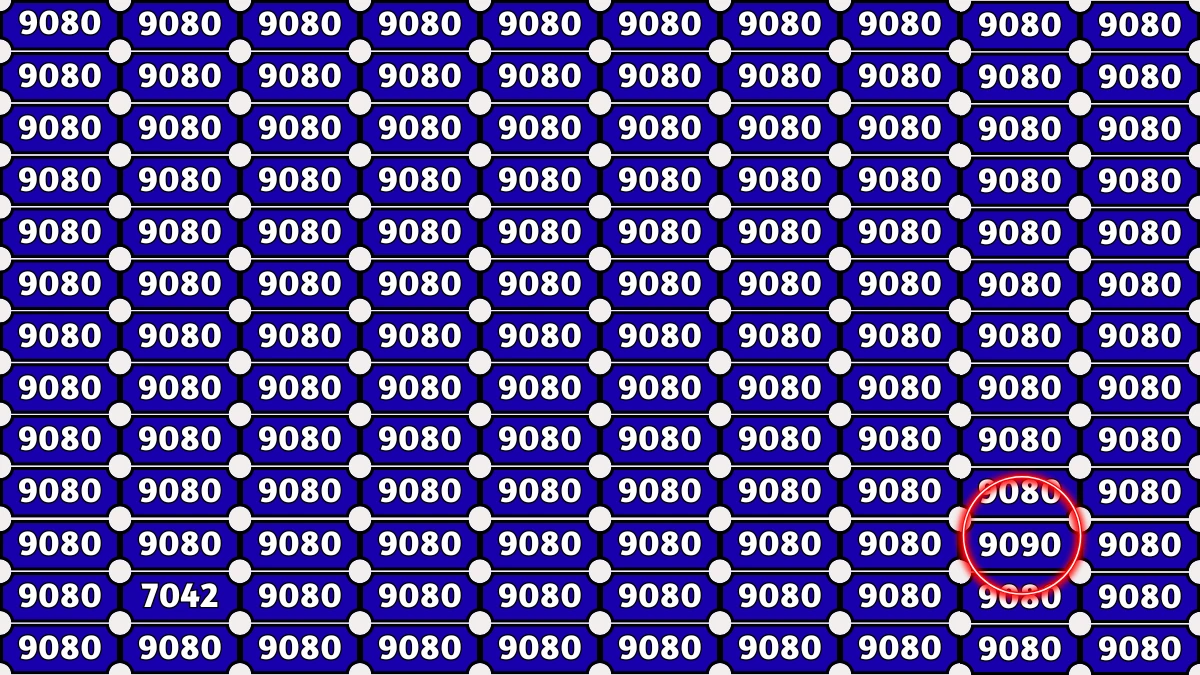 Optical Illusion Puzzle IQ Test: Within 8 Seconds Spot The Number 9090 among 9080s
