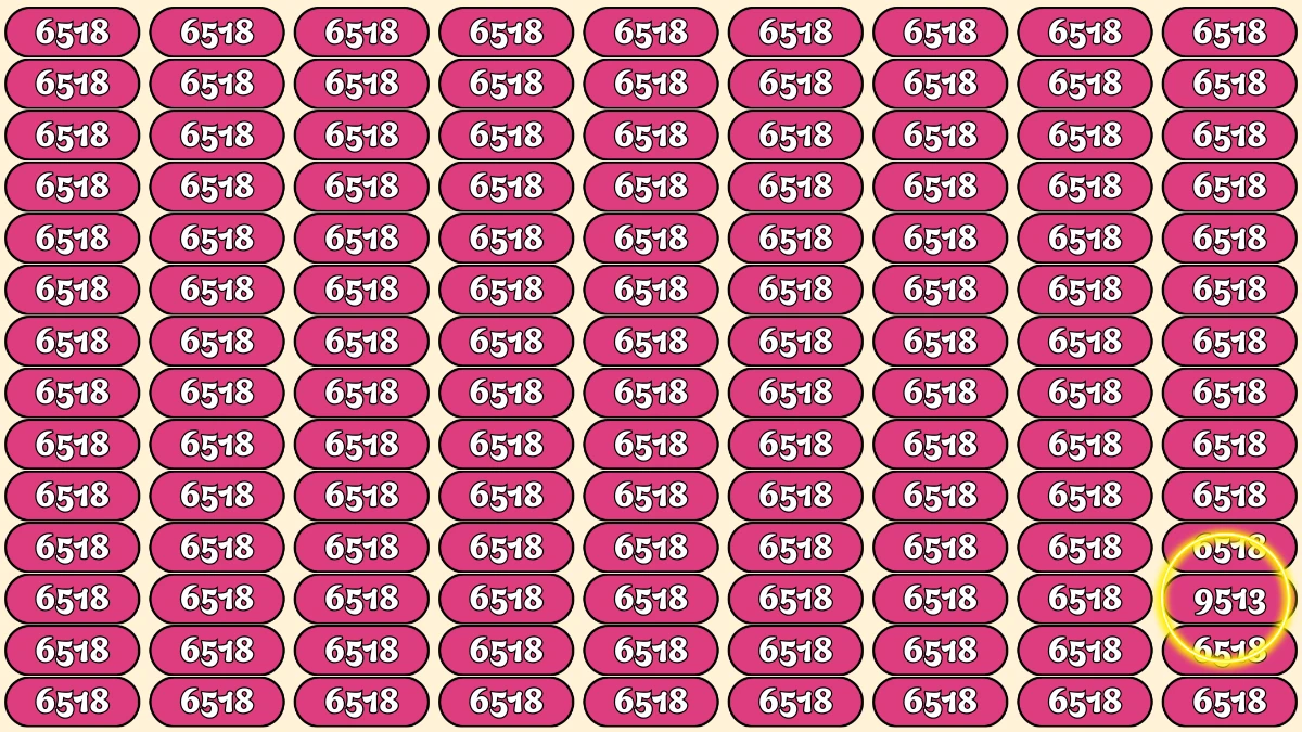 Optical Illusion Puzzle IQ Test: Within 8 Seconds Spot The Number 9513 among 6518