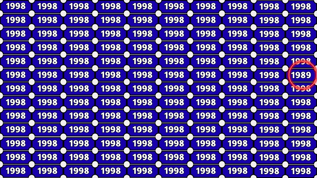Optical Illusion Puzzle IQ Test: Within 9 Seconds Spot The Number 1989 among 1998s