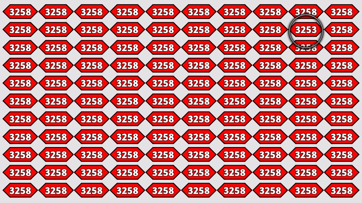 Optical Illusion Puzzle IQ Test: Within 9 Seconds Spot The Number 3253 among 3258