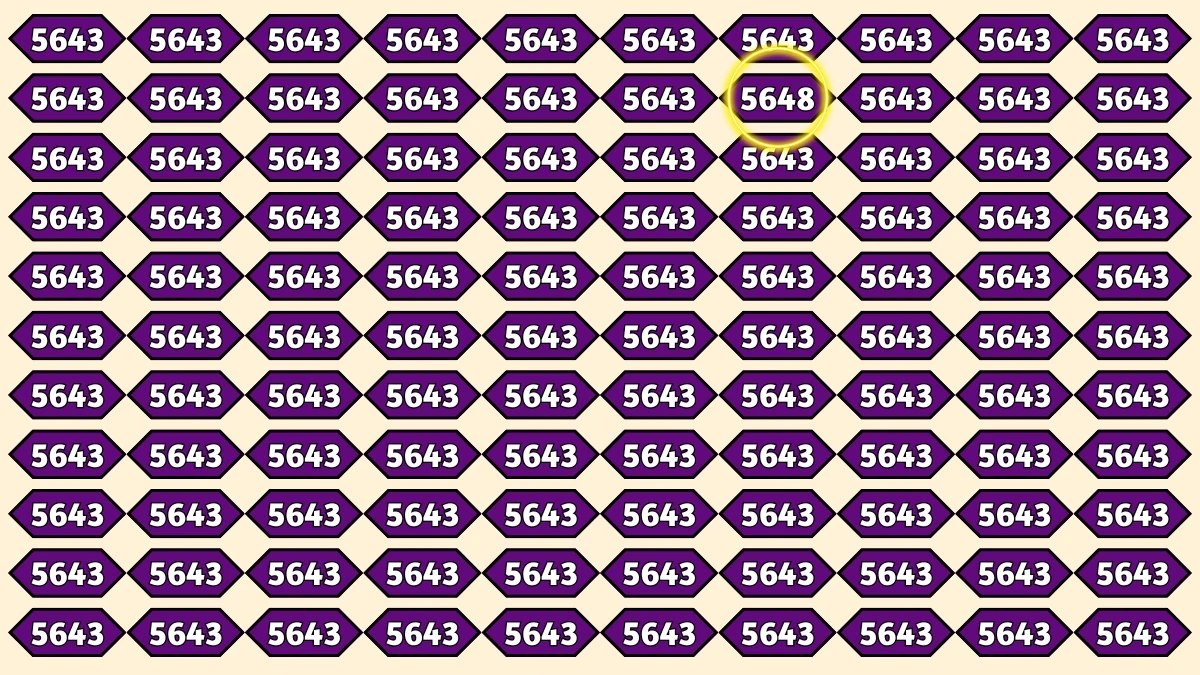 Optical Illusion Puzzle IQ Test: Within 9 Seconds Spot The Number 5648 among 5643