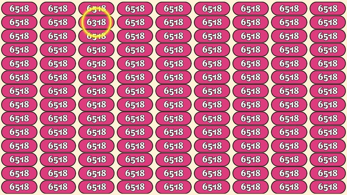 Optical Illusion Puzzle IQ Test: Within 9 Seconds Spot The Number 6318 among 6518s