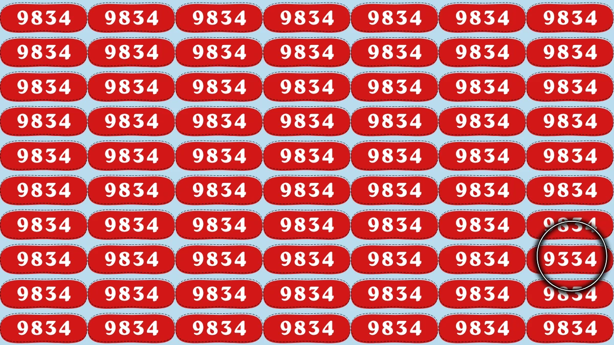 Optical Illusion Puzzle IQ Test: Within 9 Seconds Spot The Number 9334 among 9834