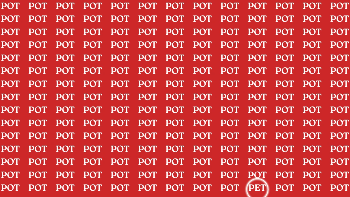 Optical Illusion Visual Test: Within 5 Seconds Spot The Word PET among POT