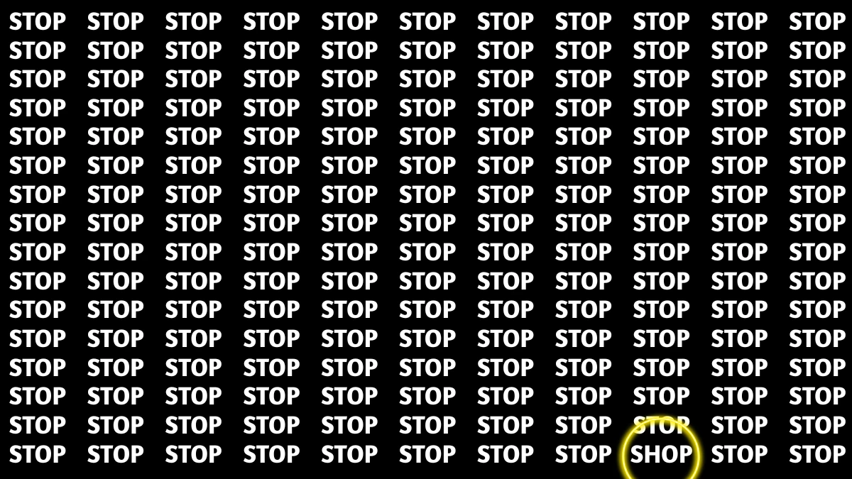 Optical Illusion Visual Test: Within 5 Seconds Spot The Word SHOP among STOPs