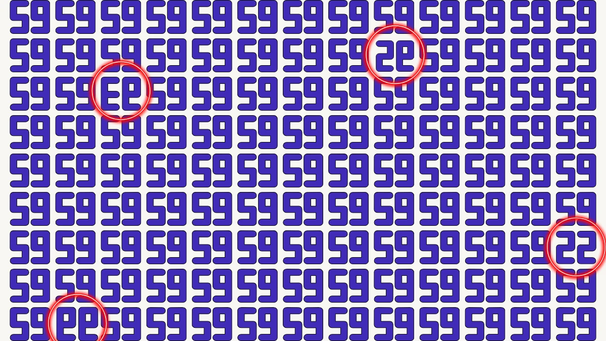Optical Illusion: Within 12 Seconds Spot The 4 Inverted Numbers among 59s