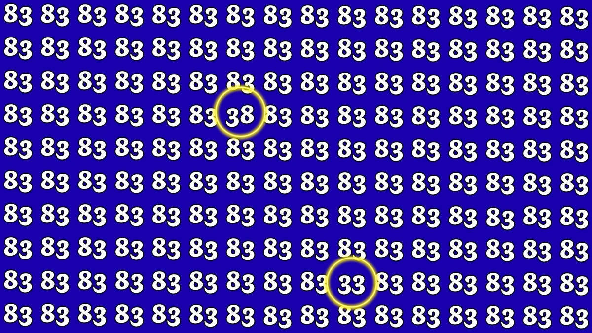 Optical Illusion: Within 5 Seconds Spot The Number 33 and 38 among 83s