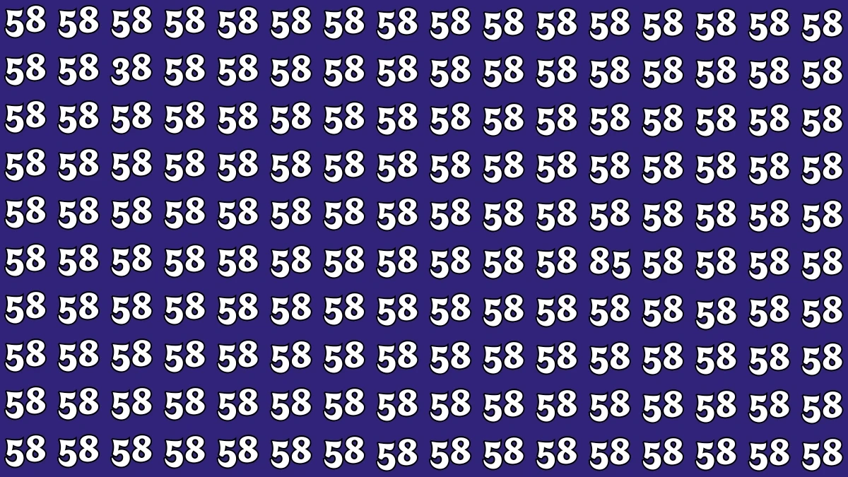 Optical Illusion: Within 5 Seconds Spot The Number 38 and 85 among 58s