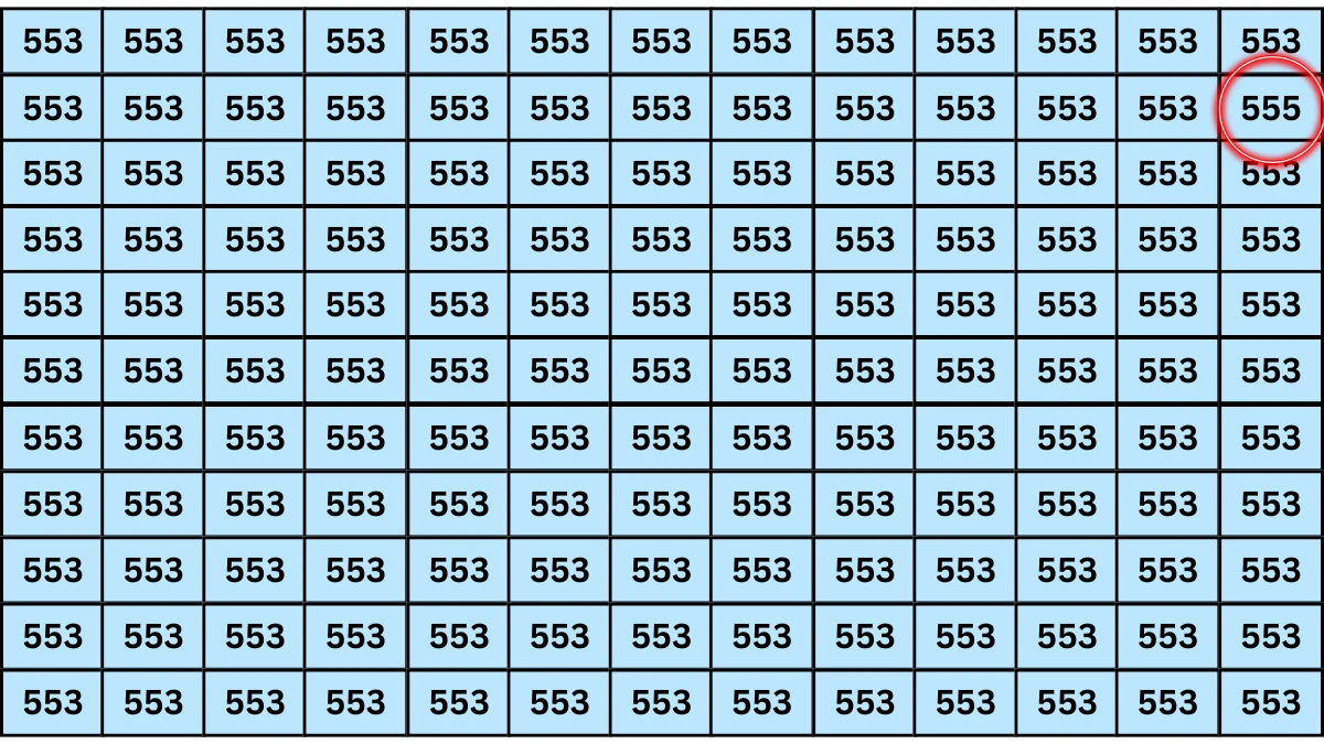 Optical Illusion: Within 5 Seconds Spot the Number 553 among 555