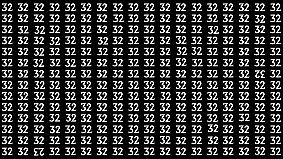 Optical Illusion: Within 6 Seconds Spot The Inverted 32 and 23 among 32s