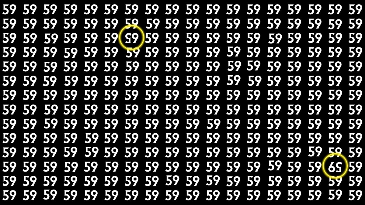 Optical Illusion: Within 6 Seconds Spot The Inverted 65 and 59 among 59s