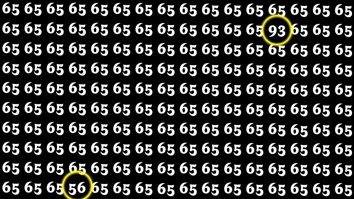 Optical Illusion: Within 6 Seconds Spot The Number 93 and 56 among 65s