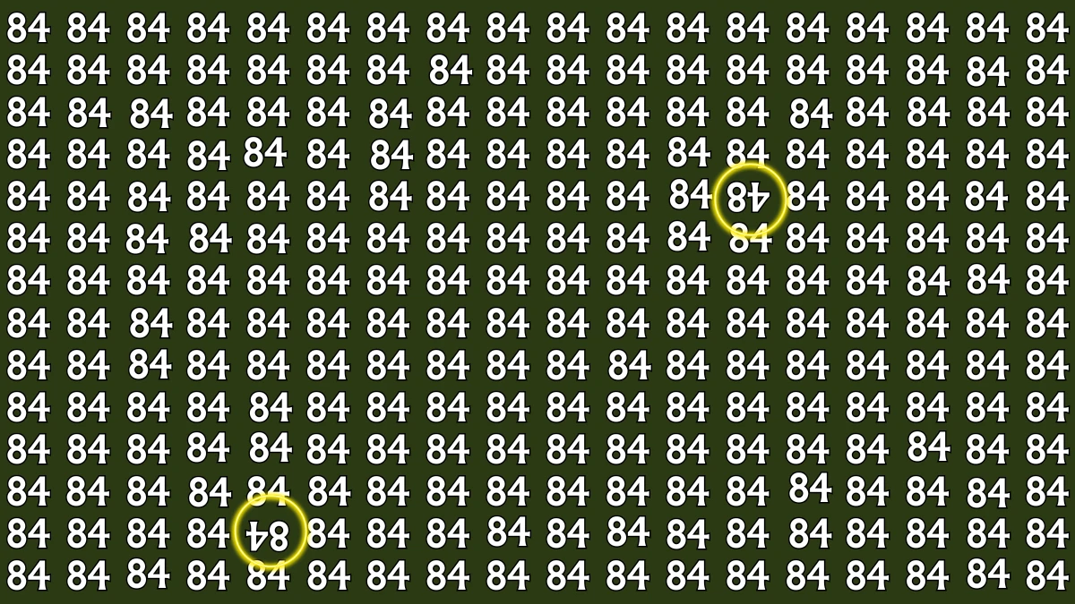 Optical Illusion: Within 9 Seconds Spot The Inverted 48 and 84 among 84