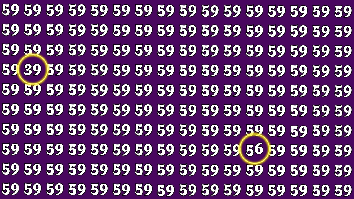 Optical Illusion: Within 9 Seconds Spot The Number 56 and 39 among 59s