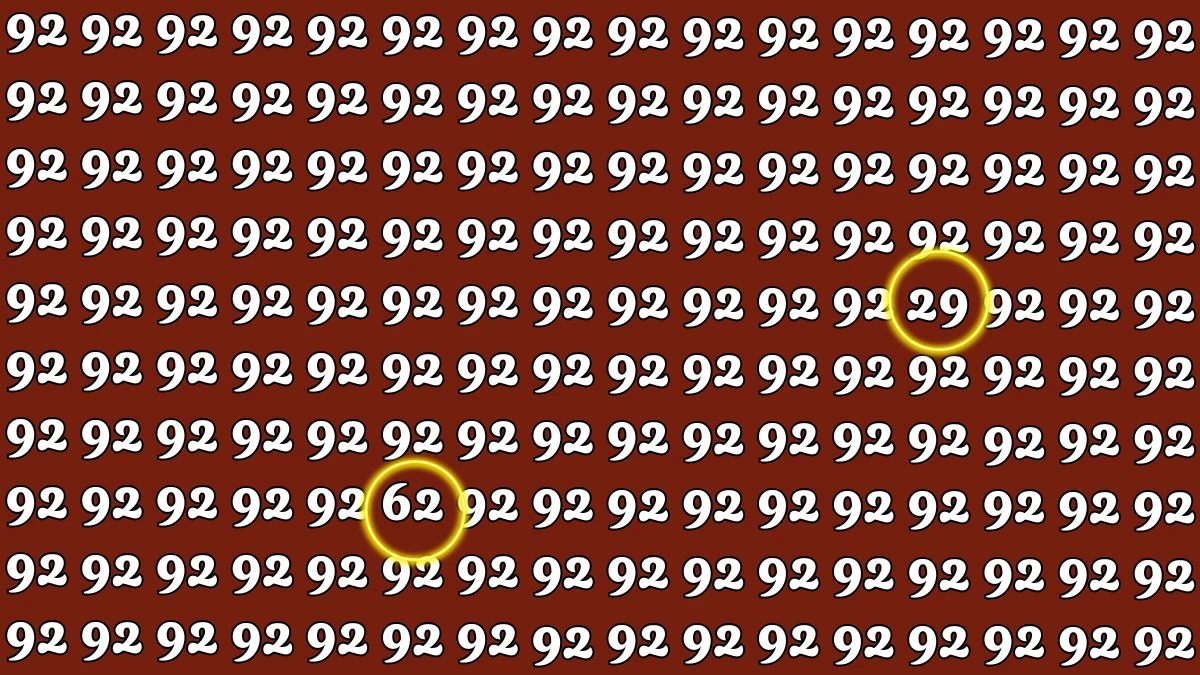 Optical Illusion: Within 9 Seconds Spot The Number 62 and 29 among 92s