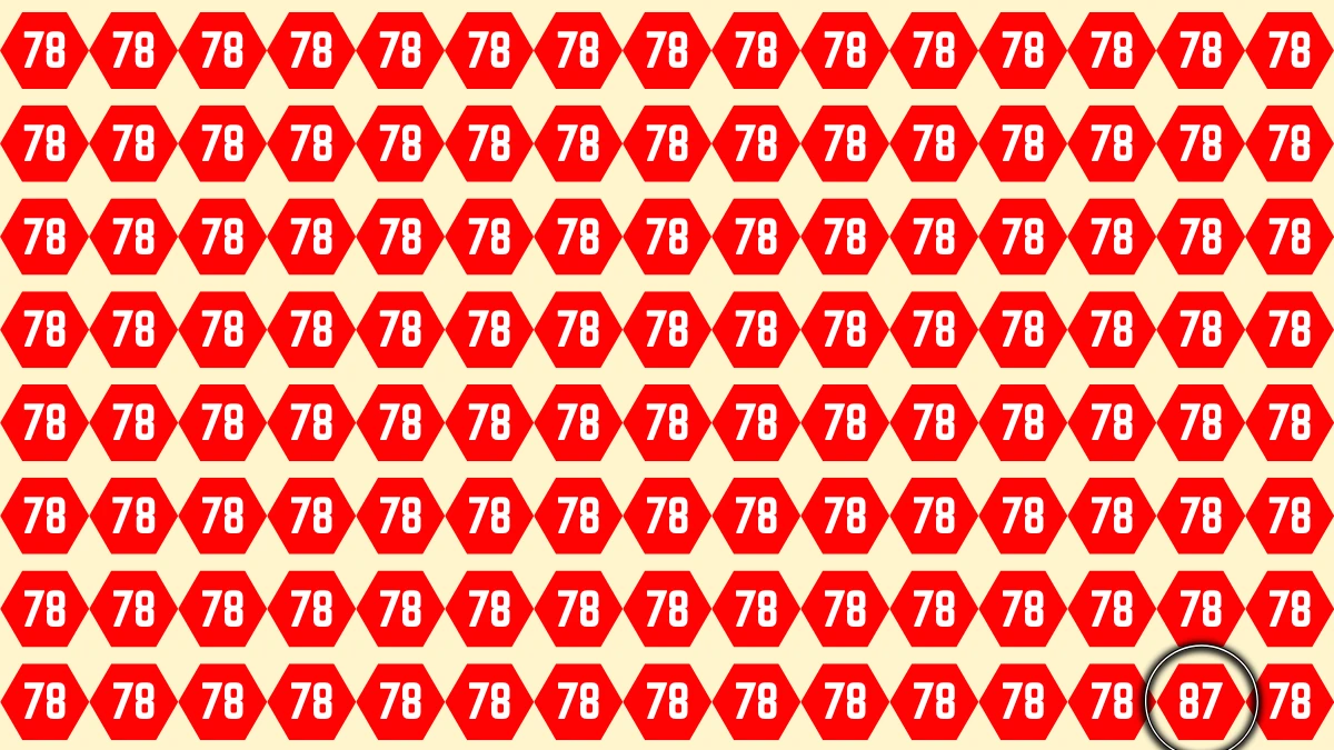 Optical Illusion: You will be renamed a genius if you can spot hidden number 87 among 78 within 10 seconds!