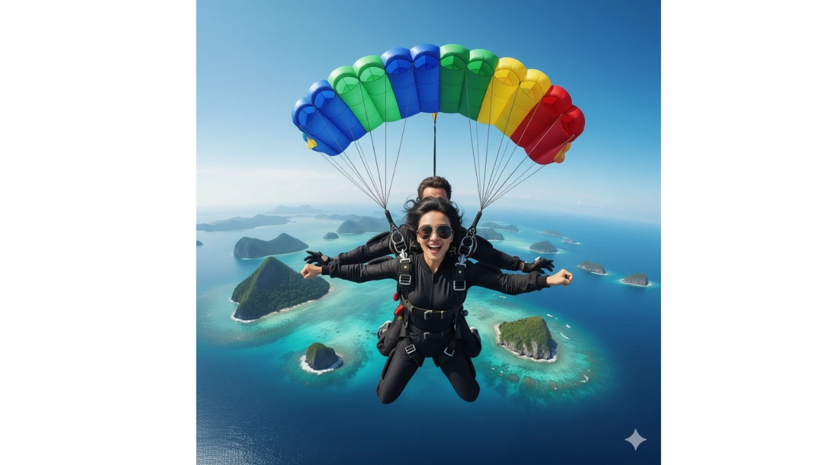5 Gemini AI Skydiving Photo Editing Prompts Copy-Paste for Boys, Girls & Couples