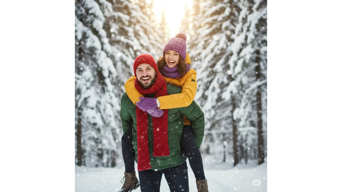 10 Gemini AI Snow Photo Editing Prompts Copy-Paste for Couples