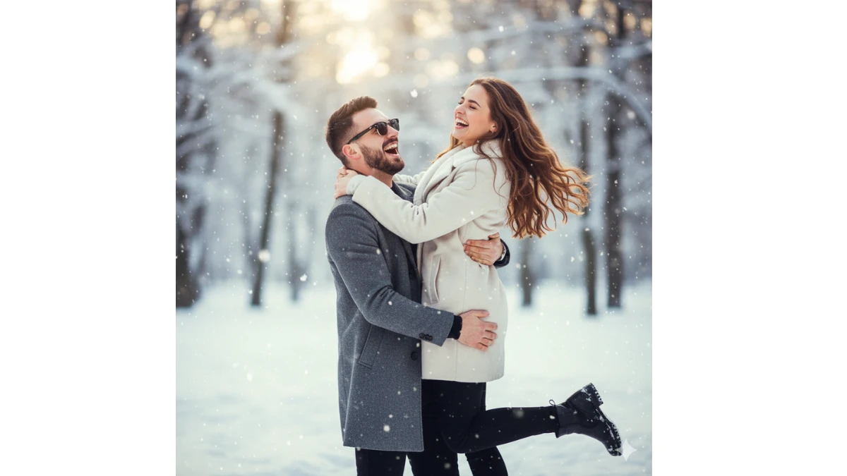 10 Gemini AI Snow Photo Editing Prompts Copy-Paste for Couples