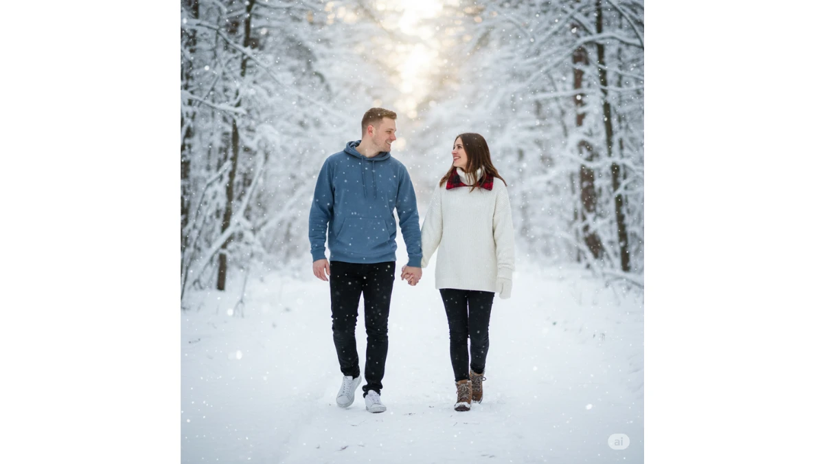 10 Gemini AI Snow Photo Editing Prompts Copy-Paste for Couples