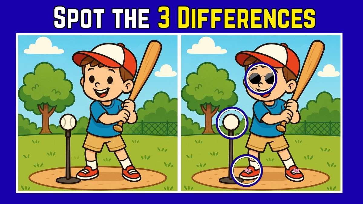 Spot the 3 Difference: Only 5 out of 50 can spot the 3 differences in the Boy playing baseball Image in in 12 Seconds