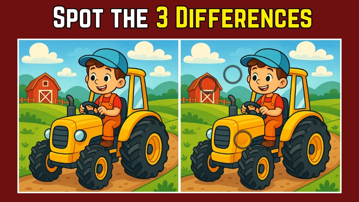 Spot the 3 Difference: Only 5 out of 50 can spot the 3 differences in the Man Driving a Tractor in in 12 Seconds
