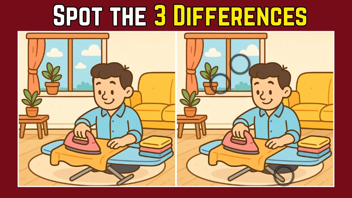 Spot the Difference: Within 7 Seconds Spot The 3 Differences in this Boy Ironing Shirt Image