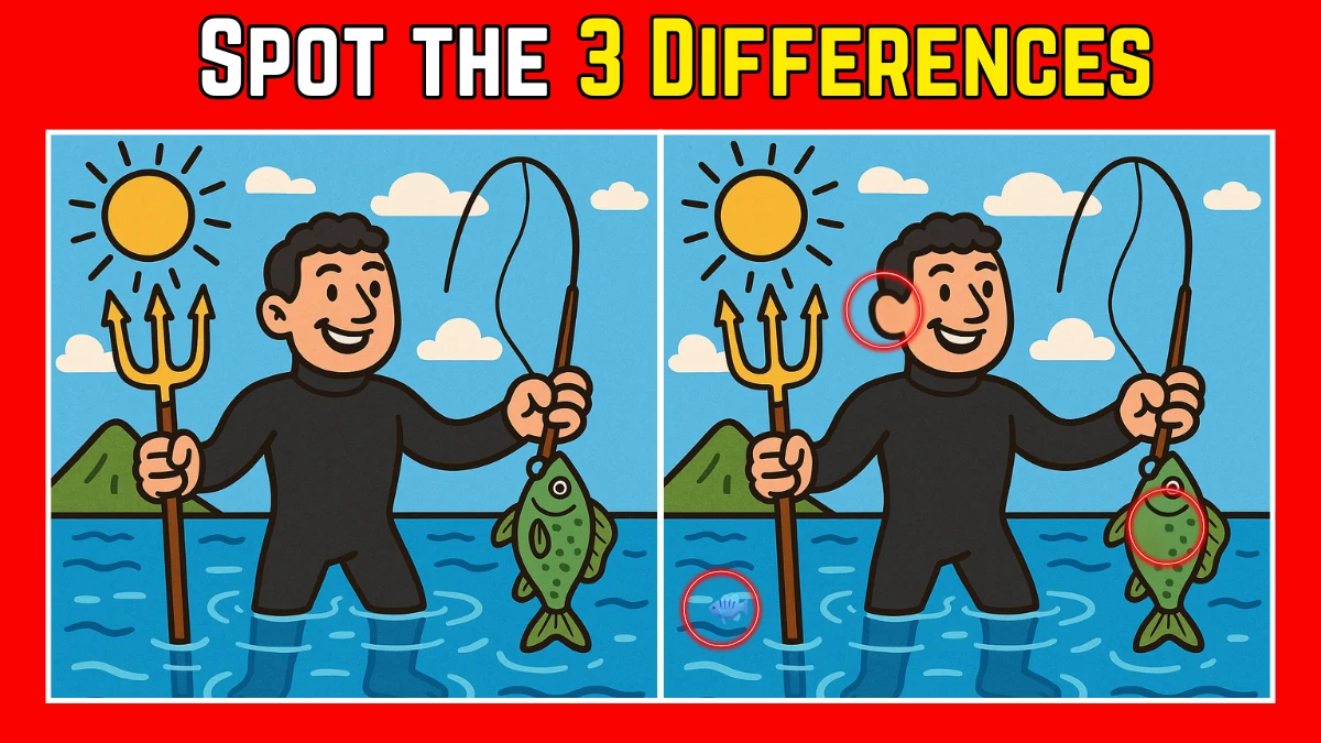 Spot the Difference: Within 7 Seconds Spot The 3 Differences in this Fisherman Image