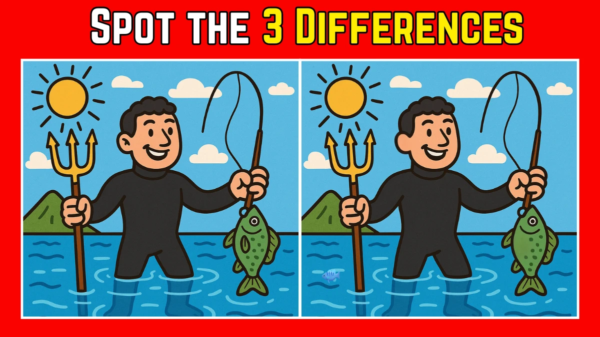 Spot the Difference: Within 7 Seconds Spot The 3 Differences in this Fisherman Image