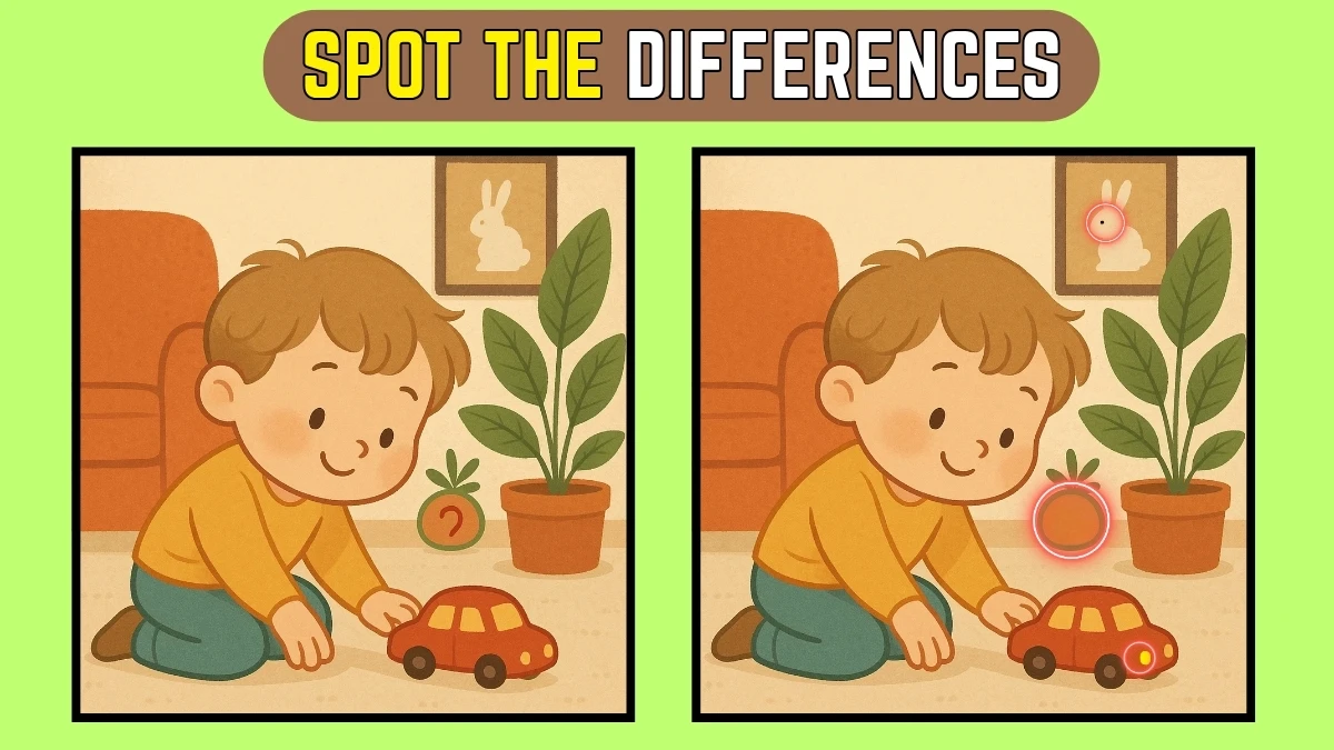 Spot the Difference: Within 8 Seconds Spot The 3 Differences in this Boy Playing with Toy Car Image