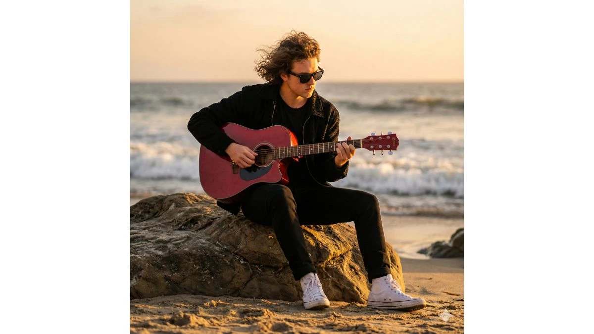 10 Google Gemini AI Photo Editing Prompts for Boys to Create Ultra-Realistic Beach Guitar Portraits
