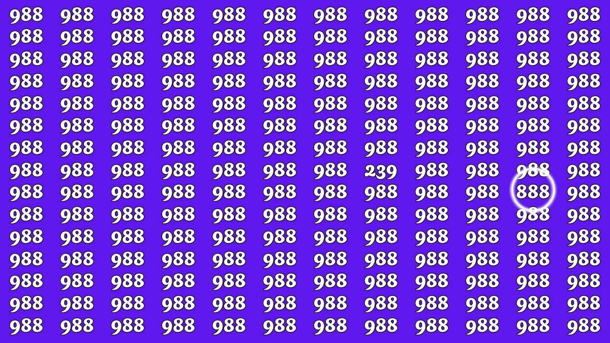 Optical Illusion: Eagle Eye Challenge – Can You Spot the Hidden 888 Among 988?
